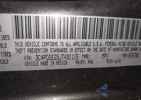 2018 Dodge Journey Gt Awd from USA, damaged, VIN 3C4PDDEG5JT431115